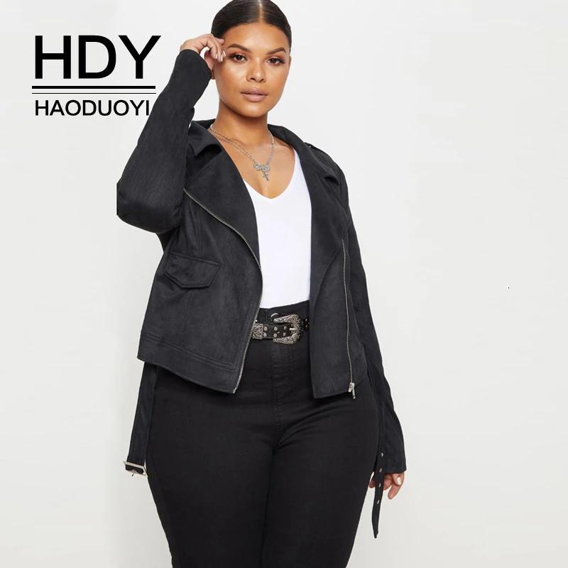 HDY Haoduoyi 2019 Новая мода осень большой размер сплошной цвет Замша пояс локомотив