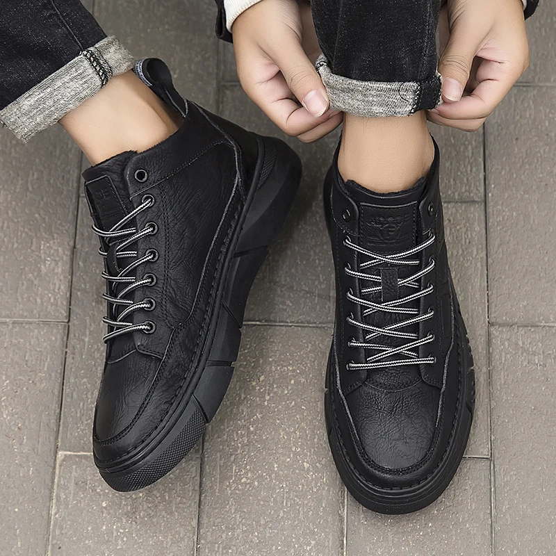 

Mens High-top Canvas Shoes Men 2020 New Spring Autumn Top Fashion Sneakers Lace-up High Style Solid Colors Man Black Shoes