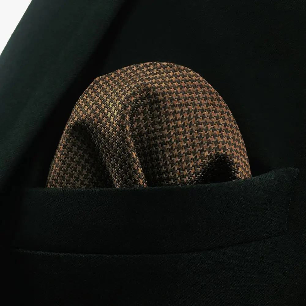 Однотонный Коричневый Мужской карманный квадратный Классический шелковый