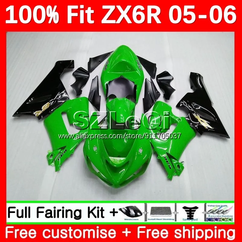 

Заводской зеленый корпус для KAWASAKI NINJA ZX 6R 636 6 R 600CC ZX636 ZX-636 ZX6R 05 06 ZX600 ZX-6R 2005 2006 обтекатель 3LQ.19