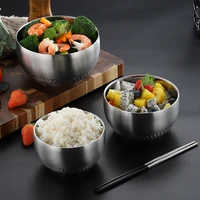 304 stainless steel double layer round bowl thicken home korean noodles food ramen dinner bowls tableware kitchen utensils