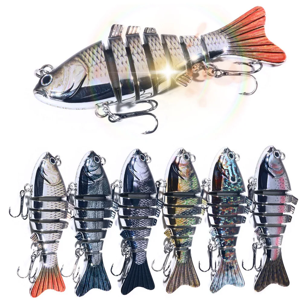 

JM060 Minnow Luya Fishing Lure 10CM 24G Laser Layer Multi-section 7 Segme Knotty Fish Hard Swimbait Artificial Spinning Tackle