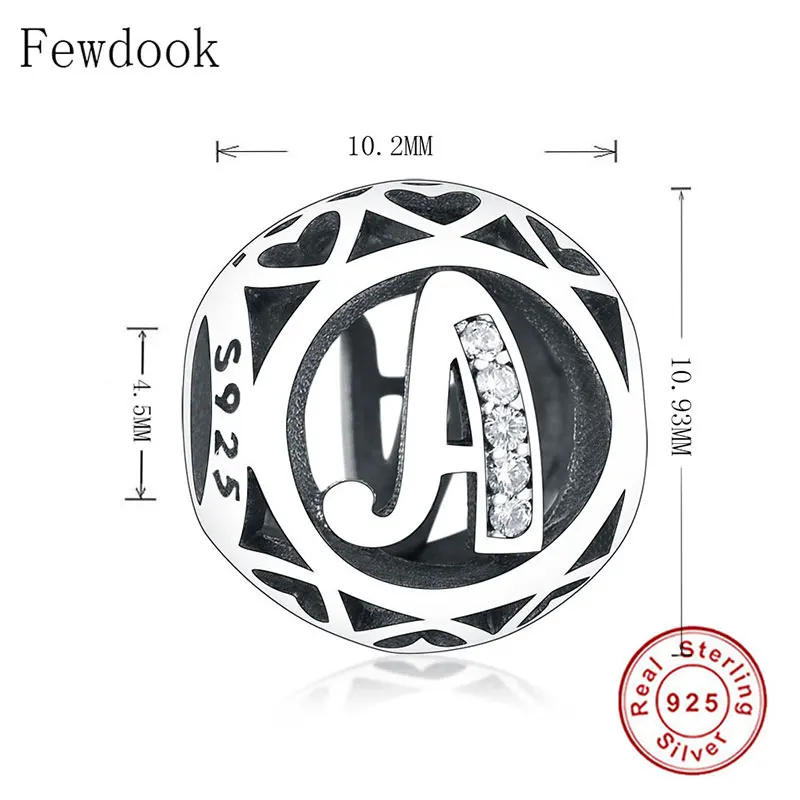 100% Серебро 925 пробы оригинальные бусы с алфавитом подходят к оригинальному пану