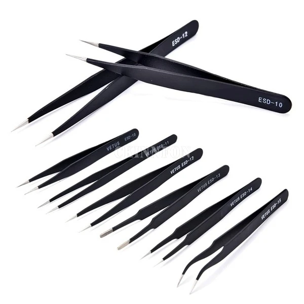 

100 компл./лот 6 шт./компл. прецизионный профессиональный набор Антистатическая Прочная нержавеющая сталь Fine супер-пинцет