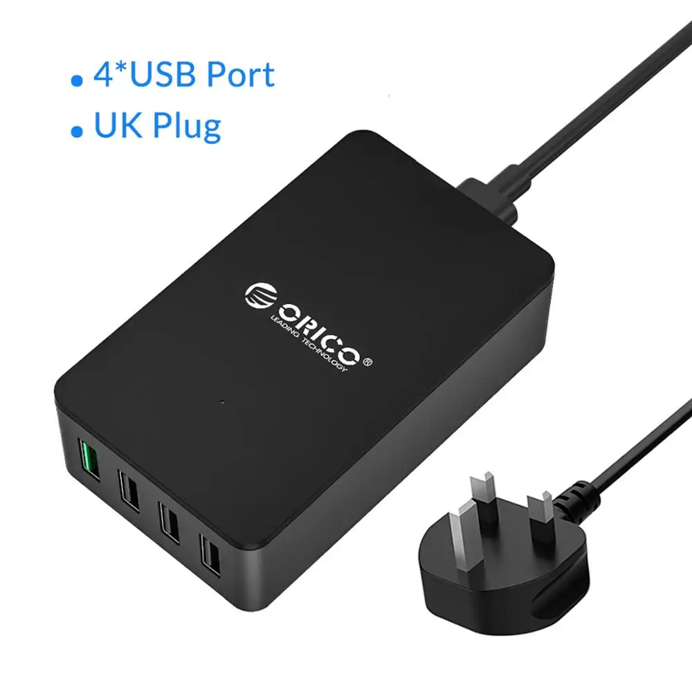 ORICO QC2.0 USB зарядное устройство 5 портов настольное быстрое зарядное устройство для samsung Xiaomi huawei и планшетов с европейской вилкой - Тип штекера: 4 Port UK Plug