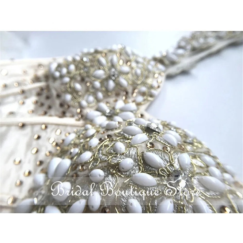 

Charming New A Line Sweetheart Sleeveless White Applique Pearls Formal Party Homecoming Dress 2021 Short Mini Prom Dresses