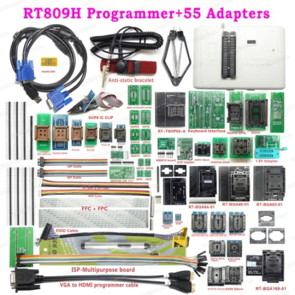 RT809H EMMC-NAND флэш USB программист+ 55 предметов BGA48 BGA64 BGA169 TSOP56 SOP44-DIP44 все адаптеры с EDID Cble+ ручка - Цвет: RT809H 55 Items
