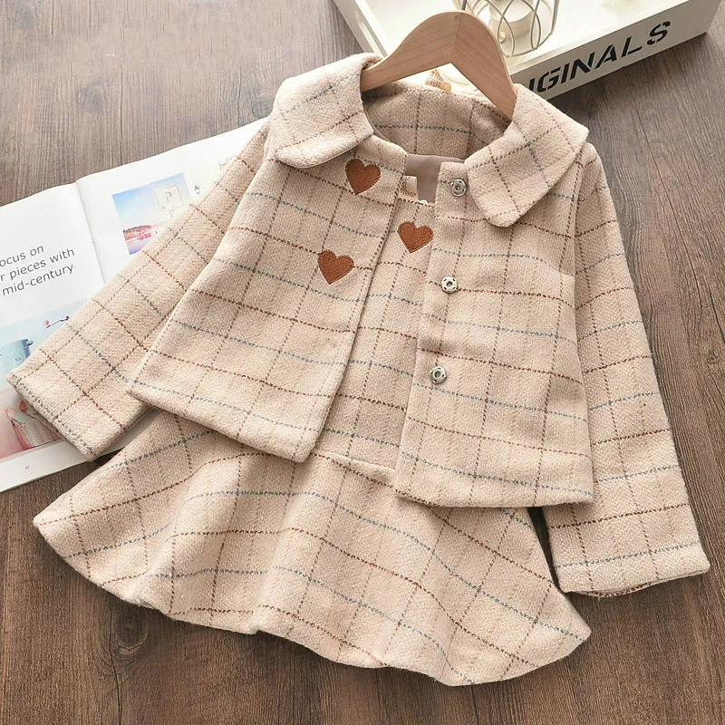 

Girls Princess Clothes Sets Winter Plaid Long Sleeve Outfits With Skirt 2Pcs Kids Lovely Suits Children Clothing Toddler Clothes