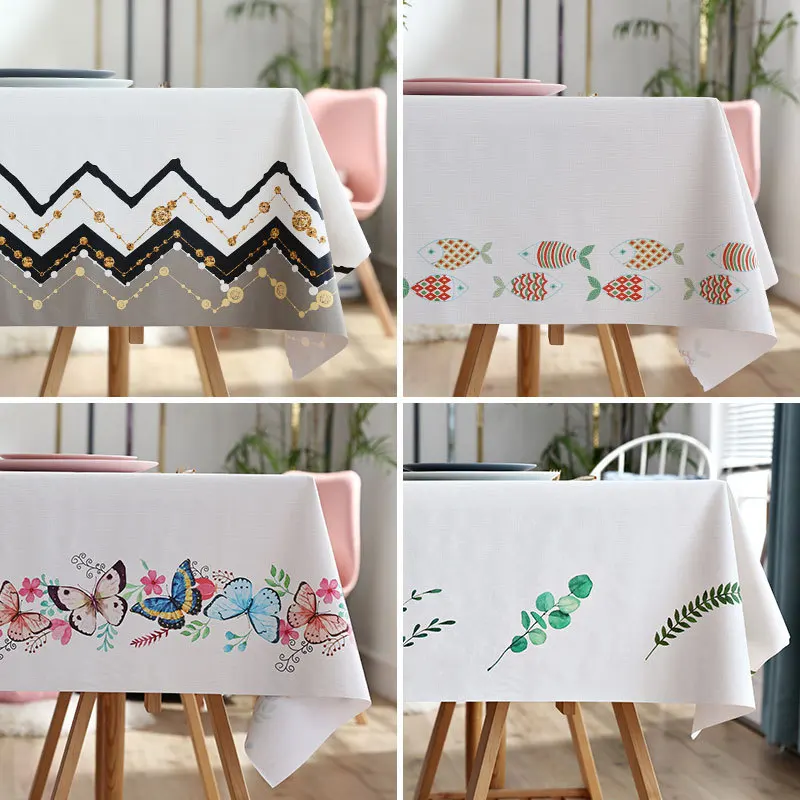 

Mantel Pvc Track On The Tablecloth Waterproof Table Kitchen Dining Anti-Stain Tablecloth Rectangular Oilcloth On Table Cloths