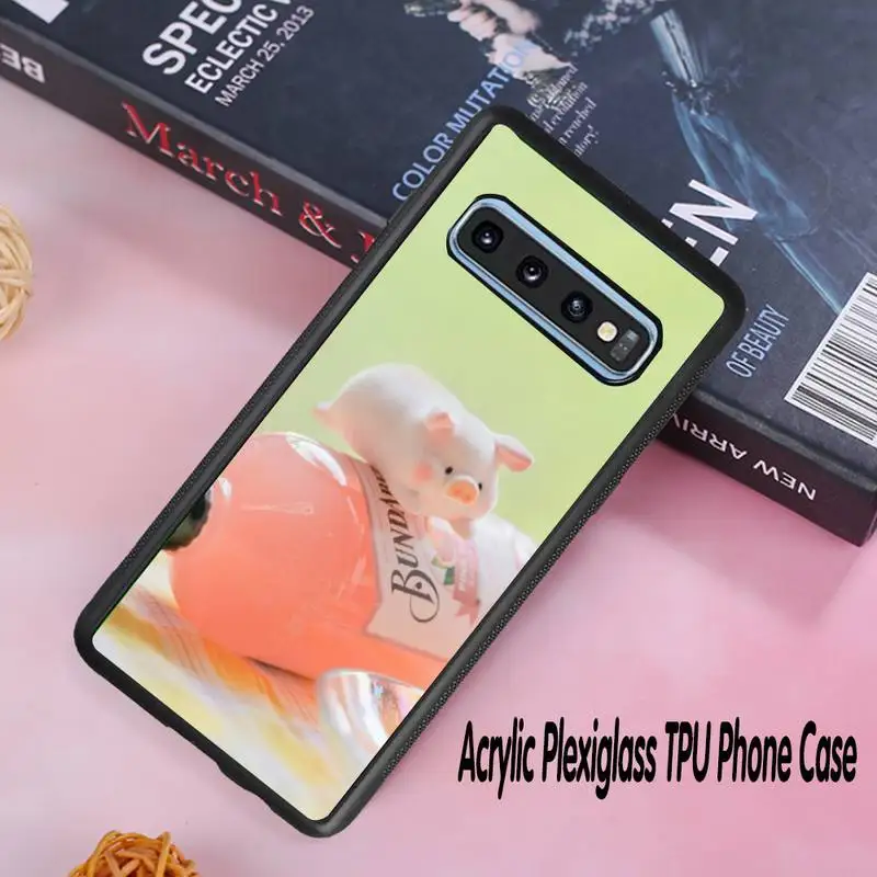

Cartoon Cute Pig Phone Case Acrylic Plexiglass TPU For Samsung Galaxy S8 S9 S10 s10e S20 PLUS ULTRA S6edge