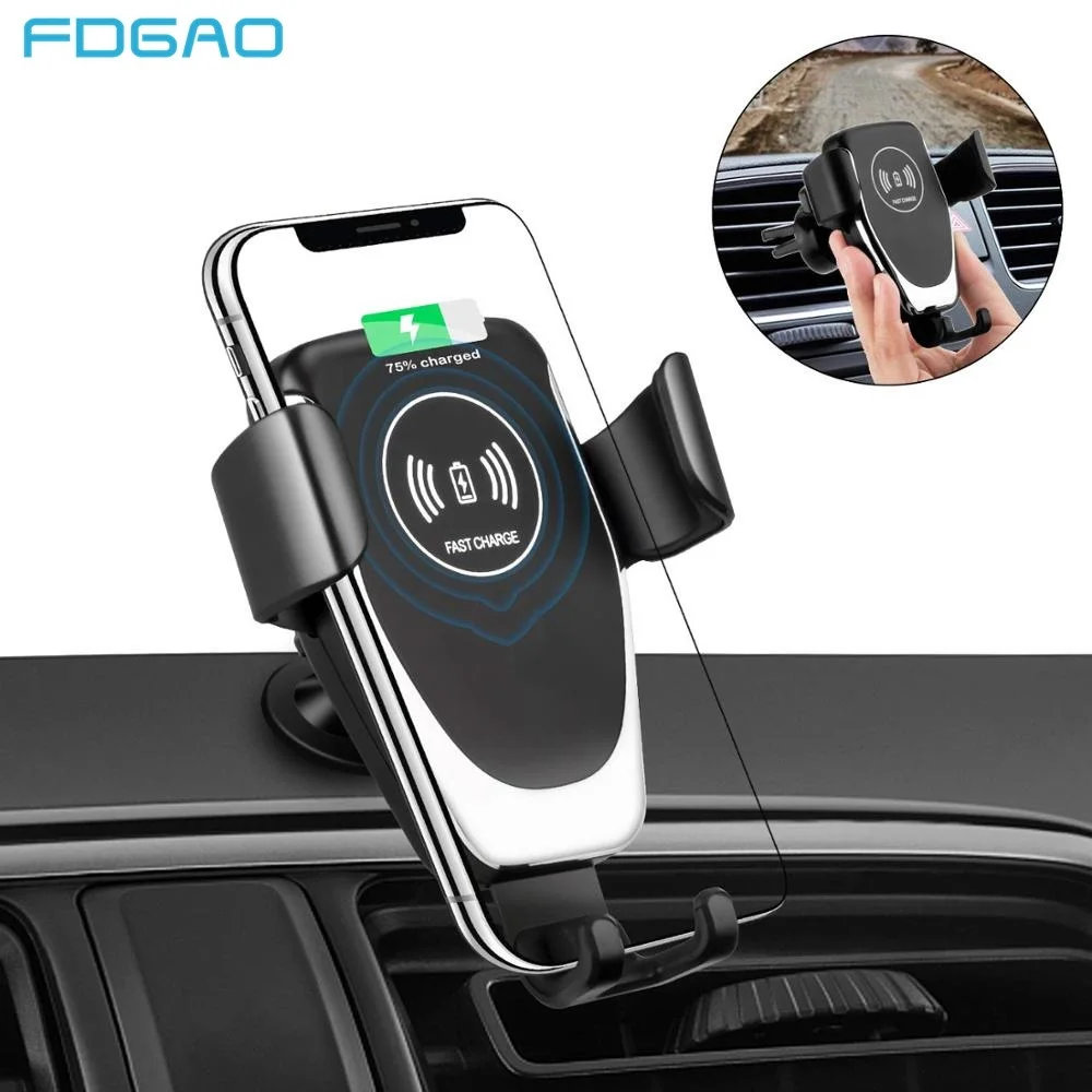 fdgao wireless car charger gravity stand for samsung s10 s10e note 10 9 10w fast charging holder for iphone 11 x xs max xr 8 free global shipping