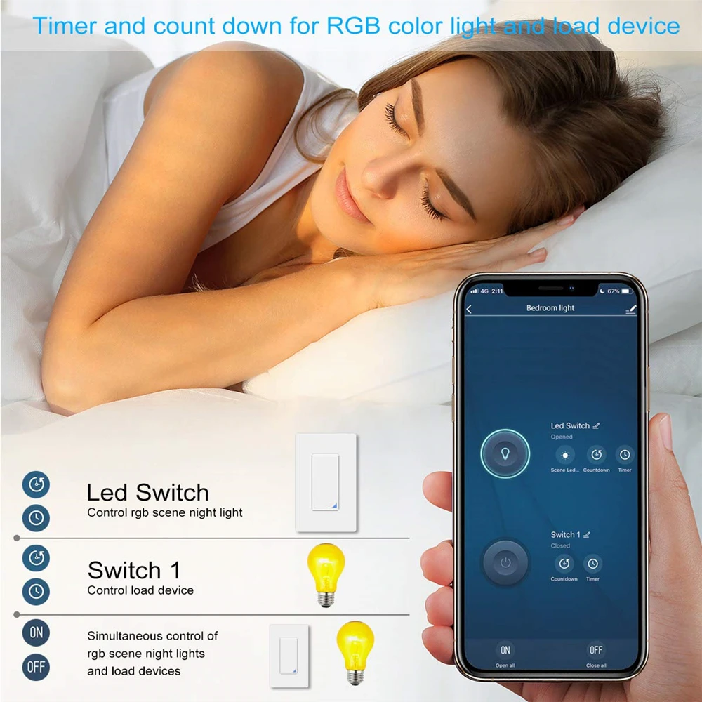 Умный светильник ель света 2 в 1 совместимый с Echo Alexa/Google Home настенный Wi-Fi