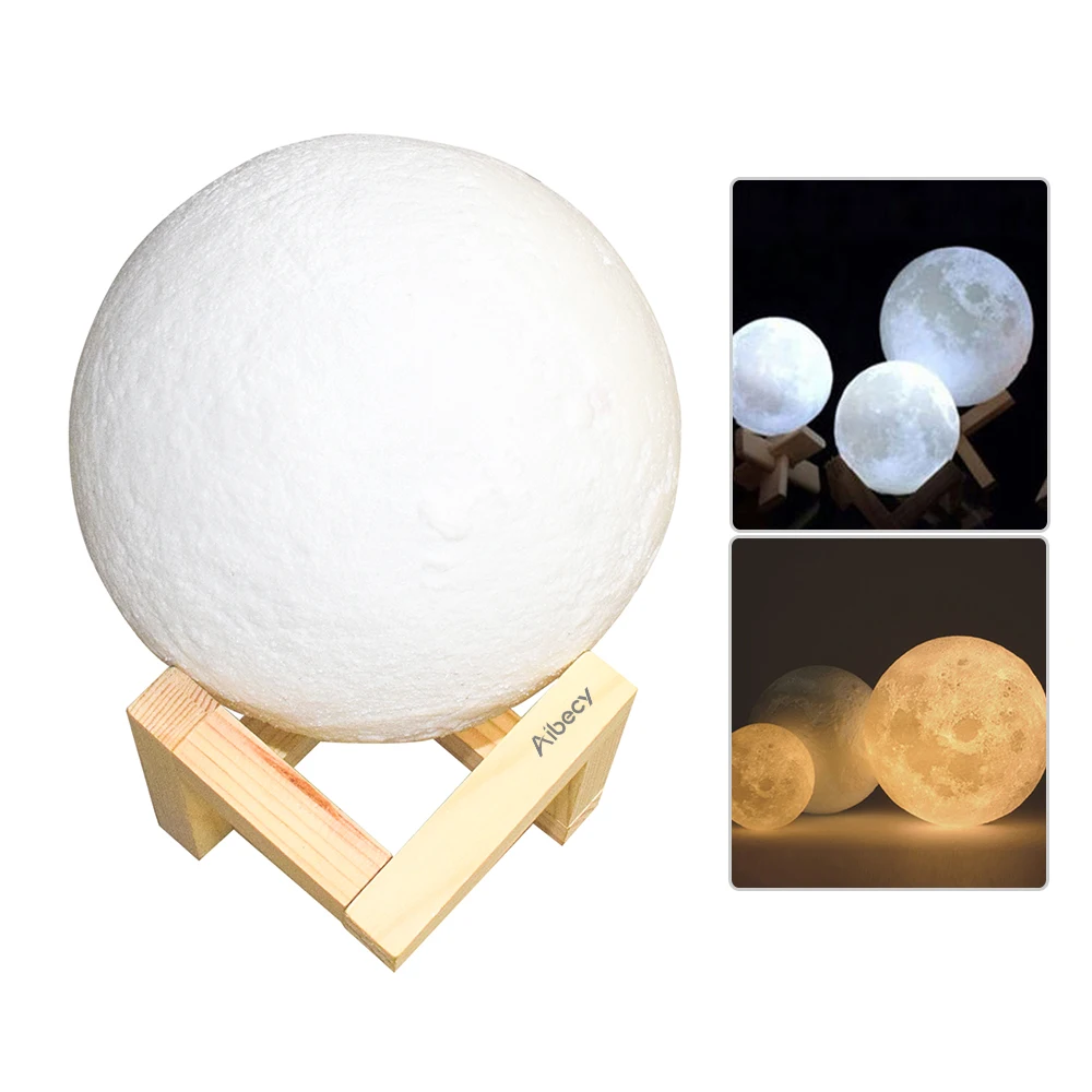 

3D Printed Moon Lamp USB Rechargeable Starry LED Night Light Children Christmas Home Decoration Christmas Gift For Children