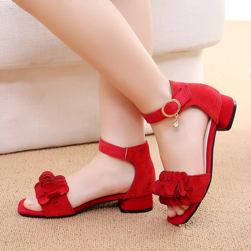 

Summer Kids Leather Shoes Girls Wedding Dress Shoes Children Princess Flower Sandals For Girls Casual Dance Shoes Flat Sandals