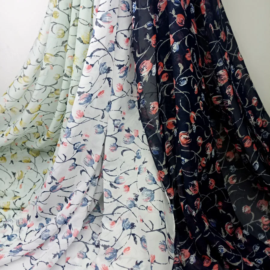 Необычный цветочный печатный материал мягкий дышащий Шарф ткань для рукоделия