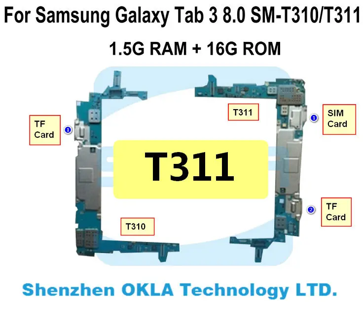 Оригинальная б/у материнская плата Samsung Galaxy Tab 3 8 0 T311 1 5 ГБ ОЗУ 16 Гб ПЗУ шт. Замена