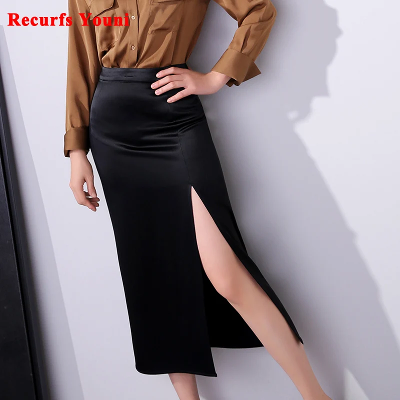 

Women's Summer Clothing Japanese Harajuku Acetate Satin Sexy Split Wrap Skirts Femme Solid Color Seaside Vacation Jupe Longue