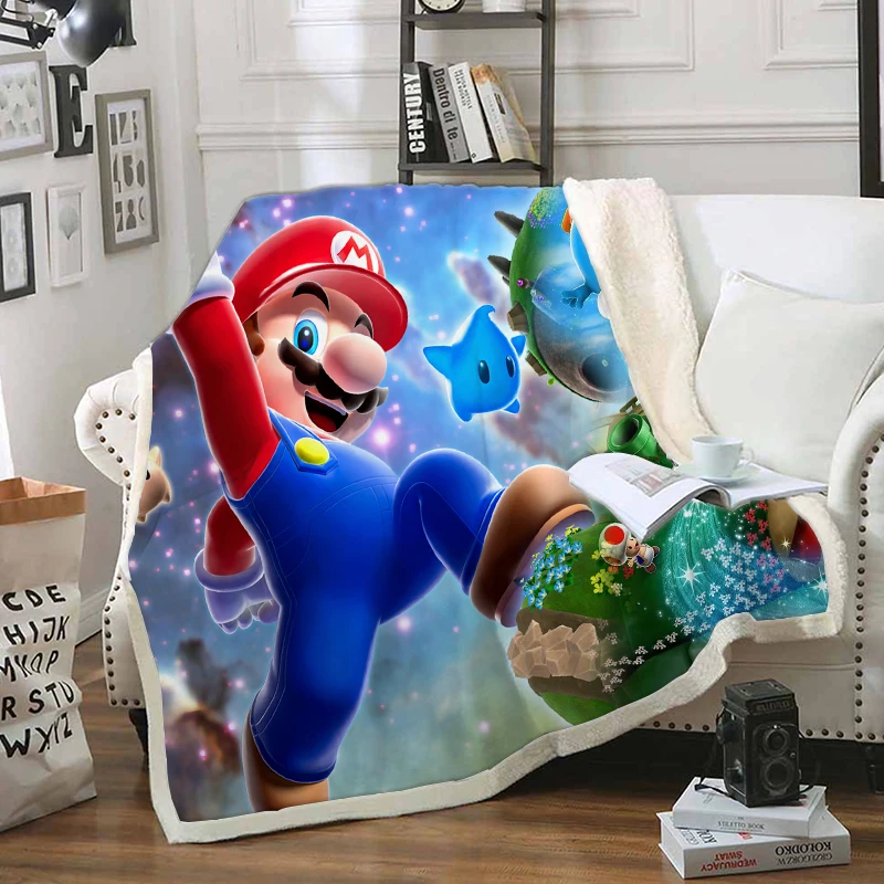 Новинка 2020 одеяло в стиле игры Super Mario с 3D принтом Sherpa на кровати детский цветочный