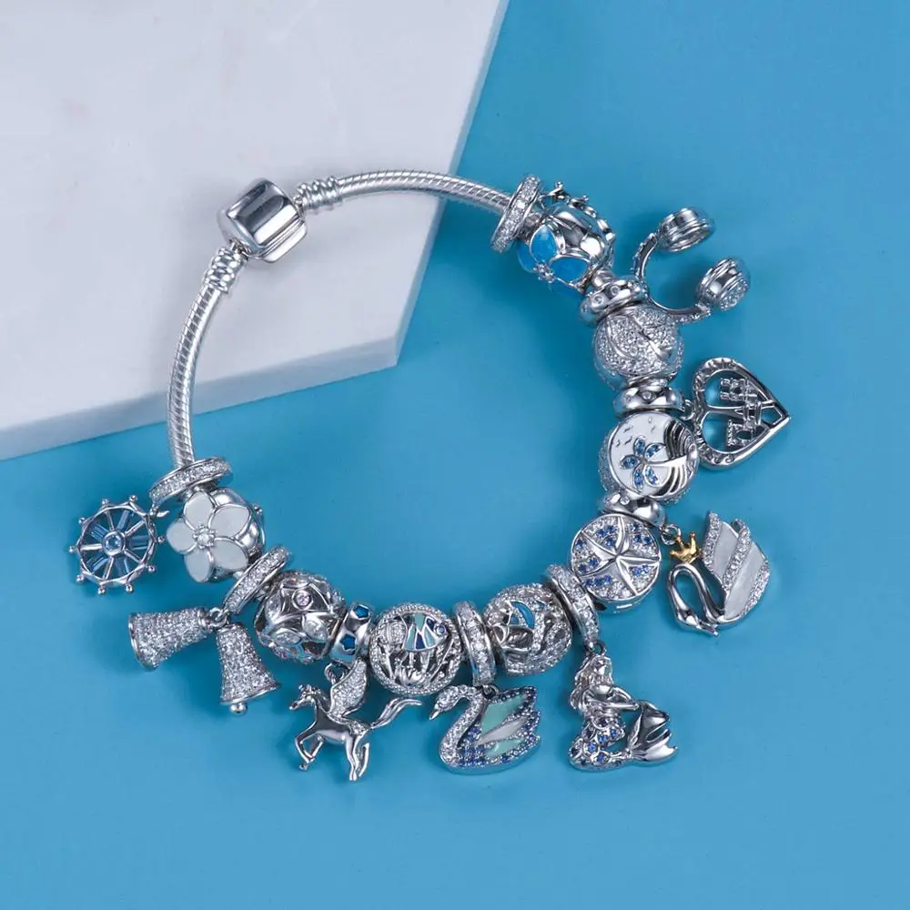 Тропическое побережье 925 пробы серебро тропических рыб и вод tailBeads Подвески Fit