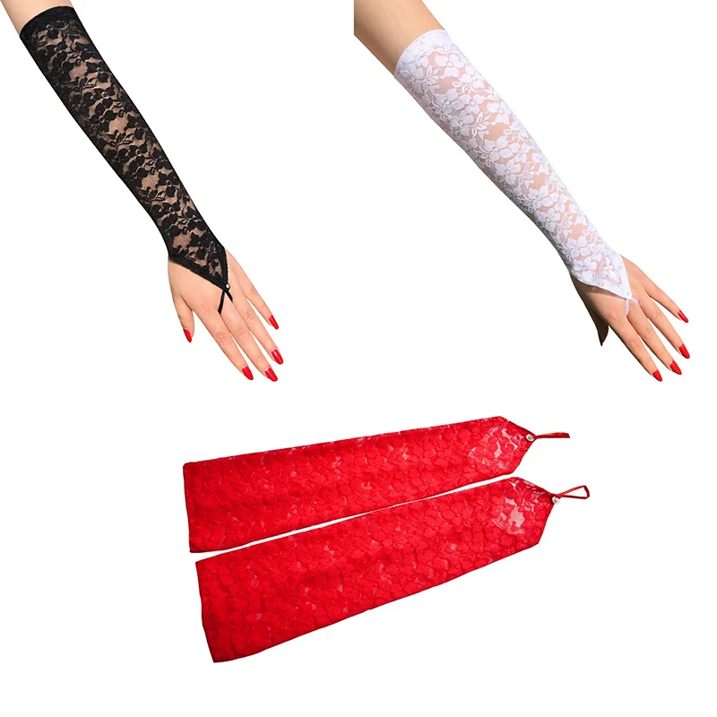 

1Pair Fashion Dress Accessories Sexy Lace Long Gloves Women Fingerless Mittens Sexy Lace Long Gloves Women's Gloves