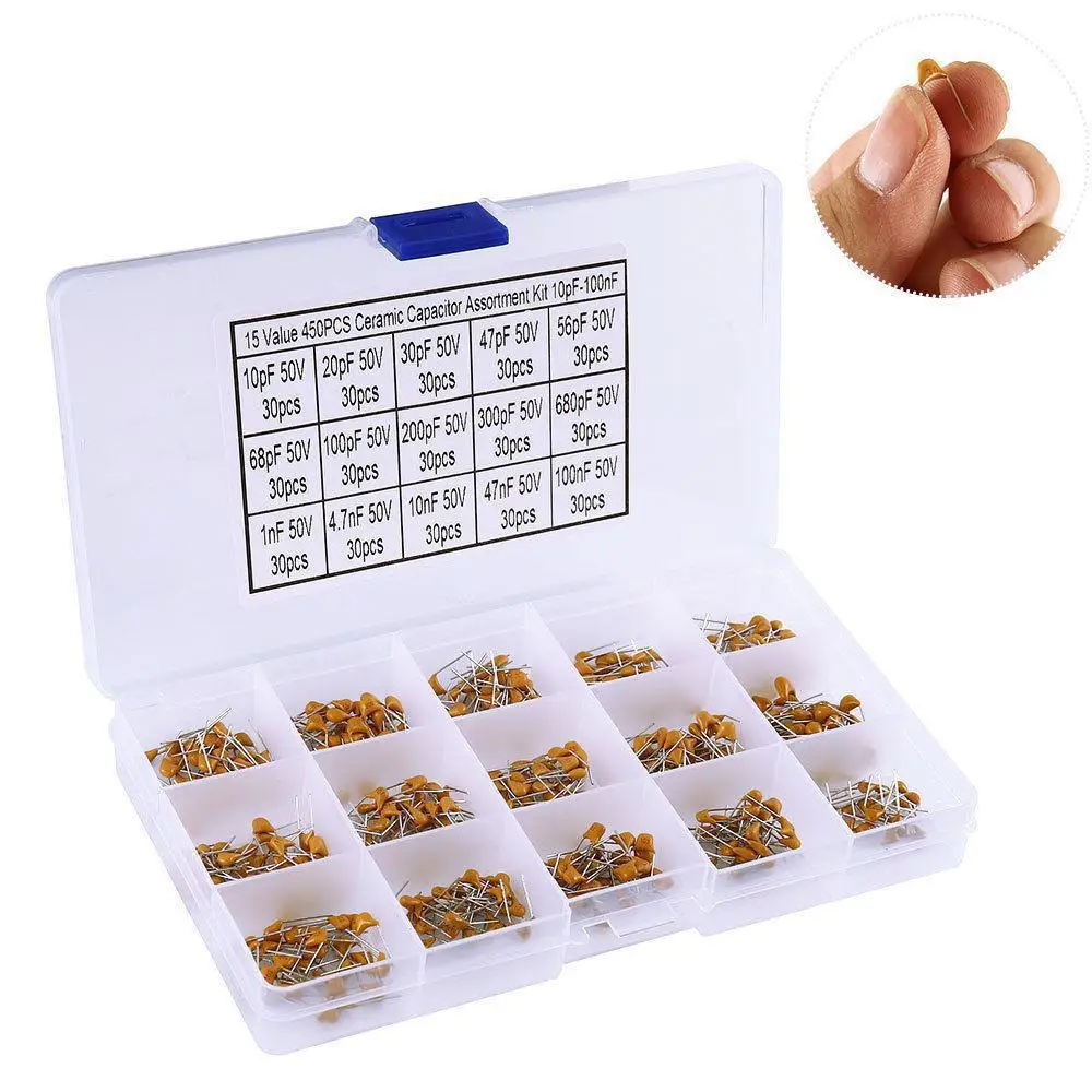 450 шт керамический конденсатор Ассортимент коробка набор диапазон 15 Значение