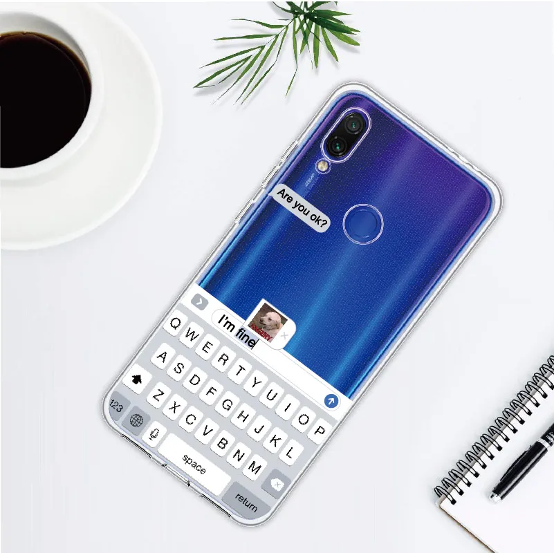 Забавный чехол с надписью Are You Ok I Am Fine для Xiaomi Mi Redmi Note 5 6 7 8 9 10 lite Pro Plus мягкий