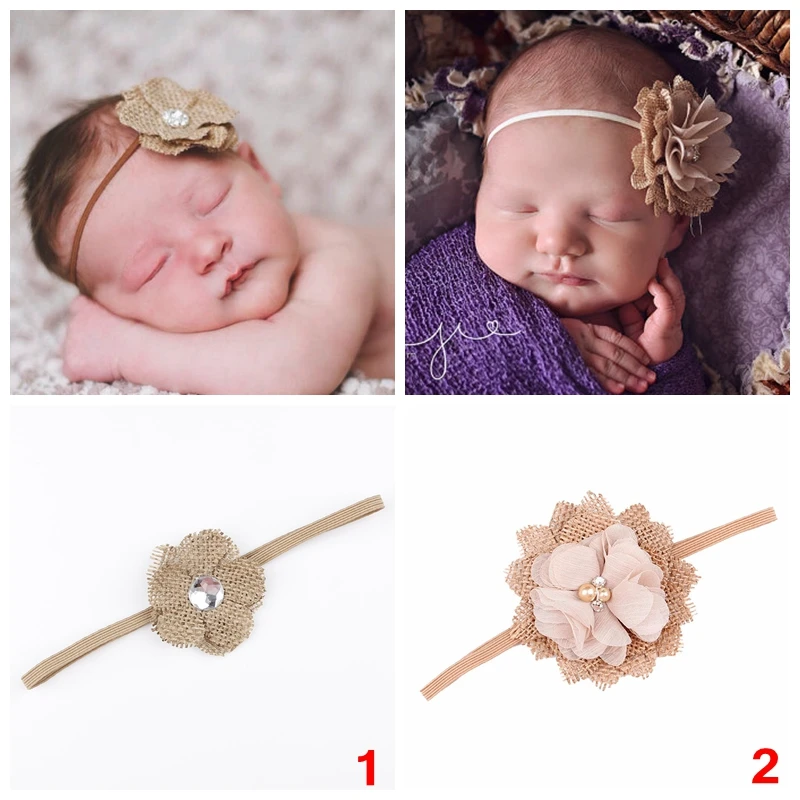 

Nishine/шифоновая Цветочная холщовая головная повязка для маленьких девочек, повязка для волос с цветами, головной убор для новорожденных, фот...