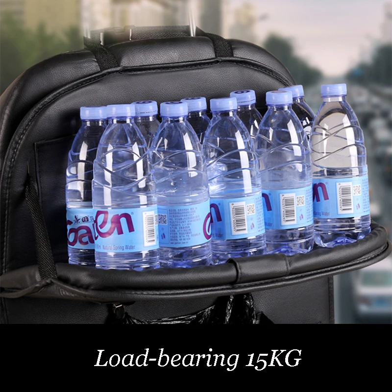 Органайзер из искусственной кожи на спинку сиденья автомобиля складной столик