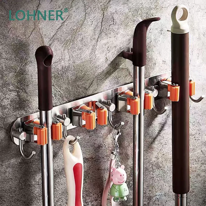

Lohner 304 из нержавеющей стали, для швабр для мульти-Функция стены Полотенца крюк Туалет метла для хранения Handdoek Haakjes, головных уборов, De Pared