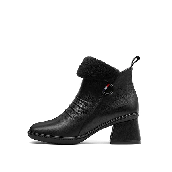 Short plush black SOPHITINA/модные ботинки специального дизайна; новые удобные ботинки из коровьей кожи высокого качества на квадратном каблуке; женские ботинки с квадратным носком; MO261 - Цвет: Short plush black