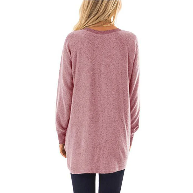 

Women's Letter Print Crewneck Pocket Sweatshirt Spring Autumn Plus Size Loose Long Sleeve Oversize Pullover Tunic for Teens