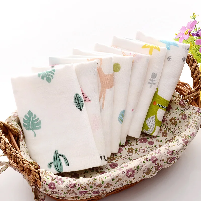 

5Pcs Baby Bath Towel Muslin Gauze Cotton Towels Handkerchief For Newborn Bib Kids Feeding Burp Cloth Scarf Face Washcloth Wash