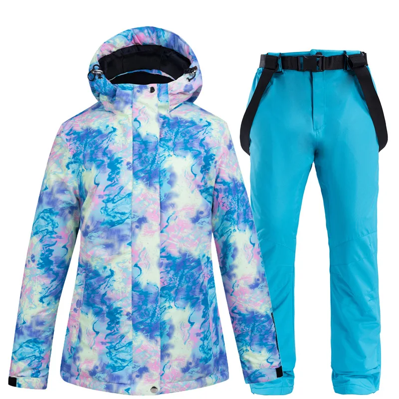 Women's Thicken Warm Ski Suit Waterproof Windproof Skiing and Snowboarding Jacket Pants Set Female Snow Costumes Outdoor Wear