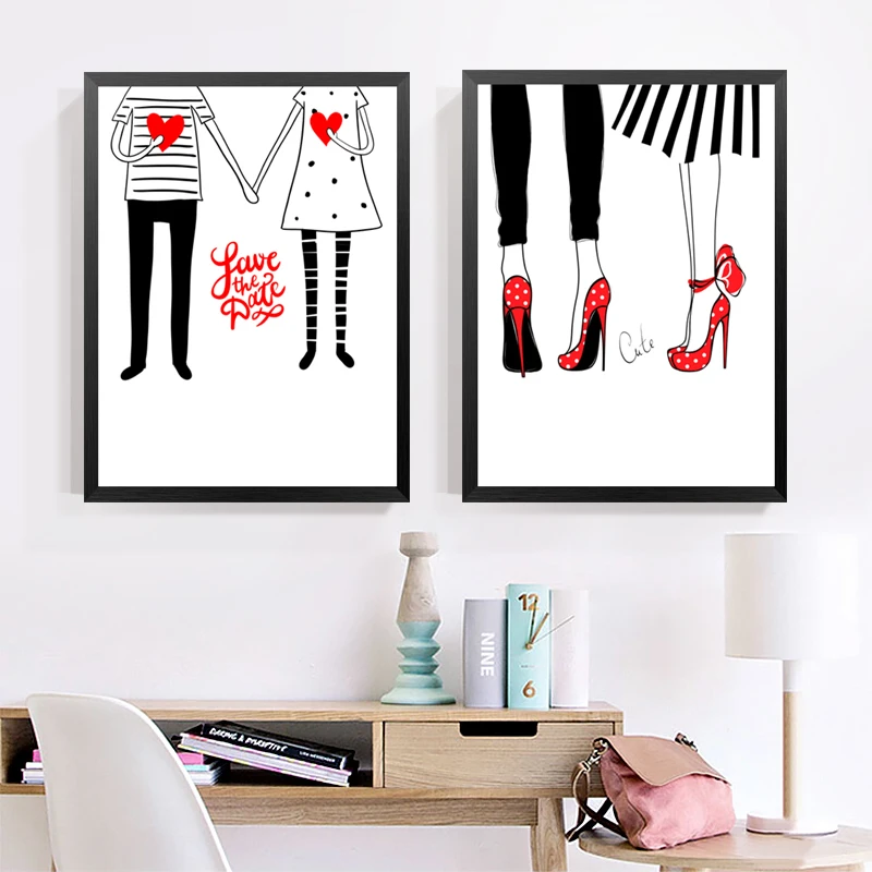 

Love The Date Wall Art Canvas Painting, Wedding Gift Wall Pictures For Bedroom Girl Fashion Print Decoration