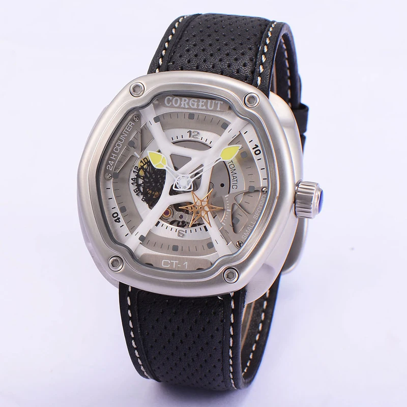 Мужские автоматические спортивные механические часы с серым циферблатом 46