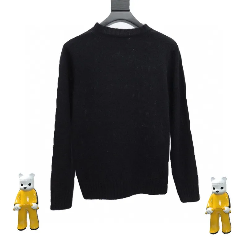 2021 autumn winter new letter badge l embroidered wool loose and versatile crew neck Pullover Sweater