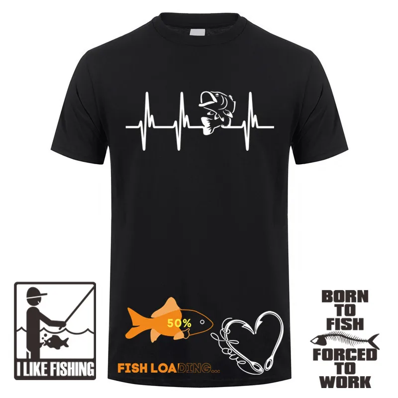 

Heartbeat Of Bass Fish T Shirt Men Fishing Bite Me Tees Short Sleeve Funny Fisher Fish Man T-shirts Tops