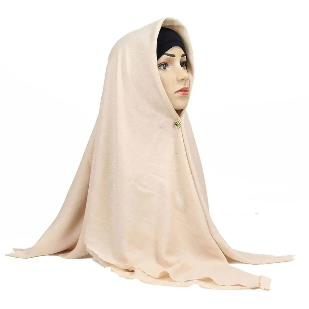 Женский хиджаб из смесового хлопка плиссированный мусульманская шаль с
