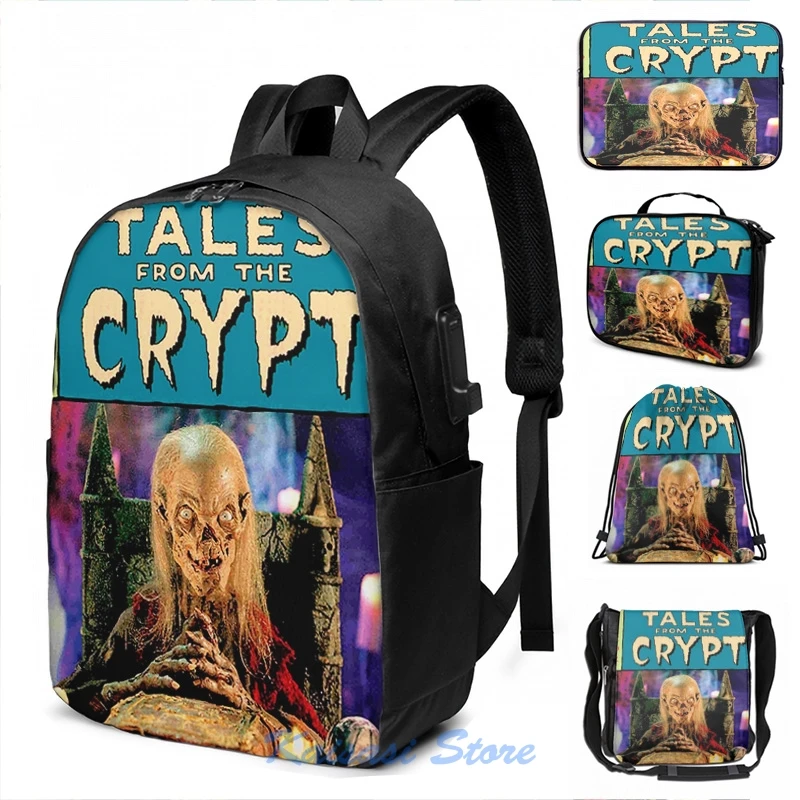 Рюкзак с USB зарядкой для мужчин и женщин забавный школьный ранец принтом Сказки