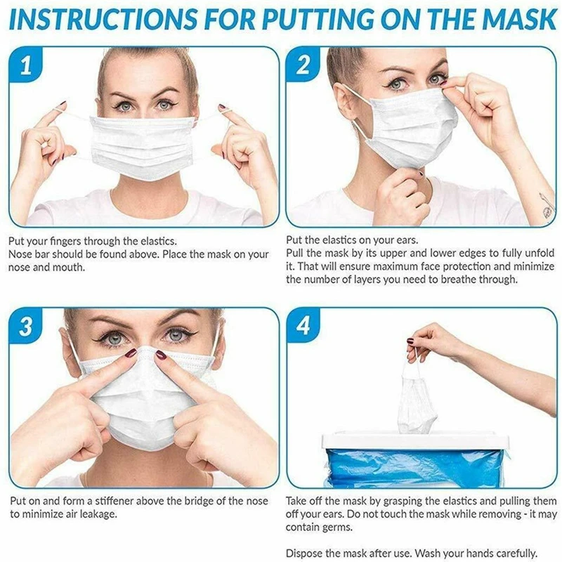 

10-200pcs Protective Mask Mascarillas Non Woven Disposable Face Mask 3 Layers Anti-Dust Face Safety Masks Ear loop Mouth Mask