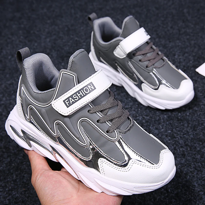 Fashion New Kids Sneakers Outdoor Boys Sport Shoes Children Basket Sneakers Girls Leather Surface Non Slip Casual Running Shoes