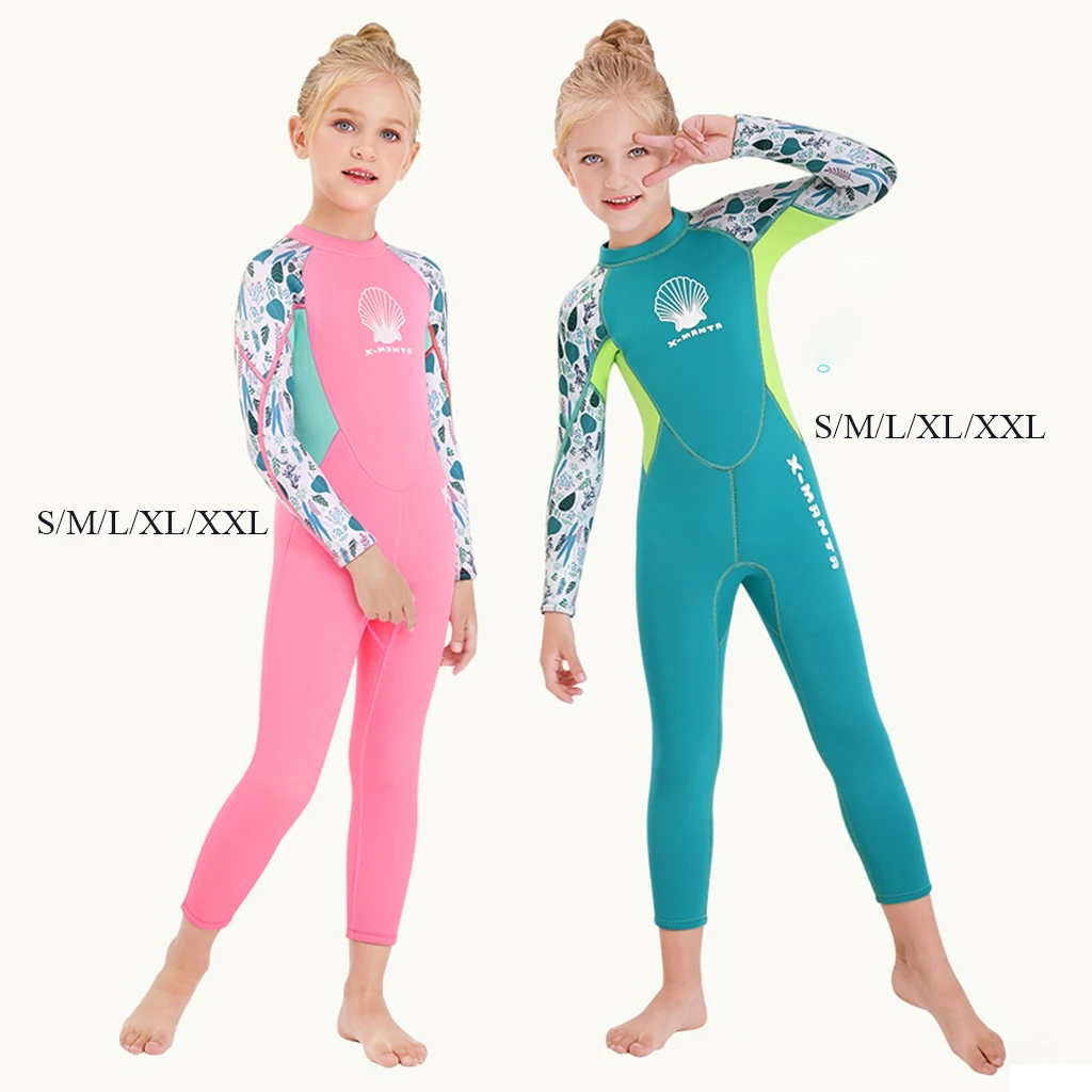 

2.5MM Neoprene Wetsuits Kids Swimwears Diving Suits Long Sleeves Girls Surfing Children Rash Guards Snorkel One Pieces