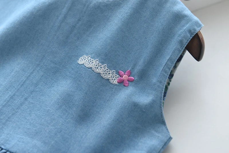 LOVE DD&ampMM Girls Dresses Children's Wear Pocket Flower Embroidery Round Neck Sleeveless Denim Dress | Детская одежда и