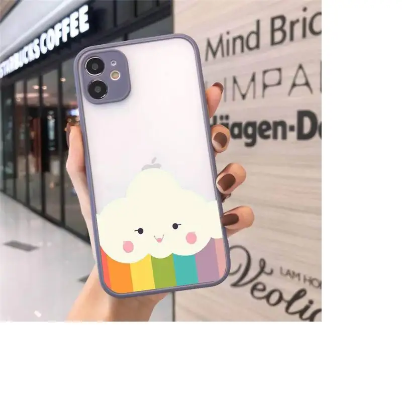 

rainbow cloud cute Cartoon corlorful Phone Cases matte transparent For iphone 7 8 11 12 plus mini x xs xr pro max cover