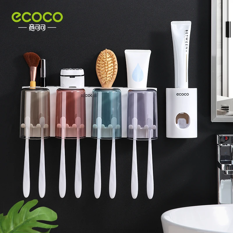 ecoco toothbrush holder wall mount stand bathroom accessories set for couple and family toothbrush holder rack free global shipping