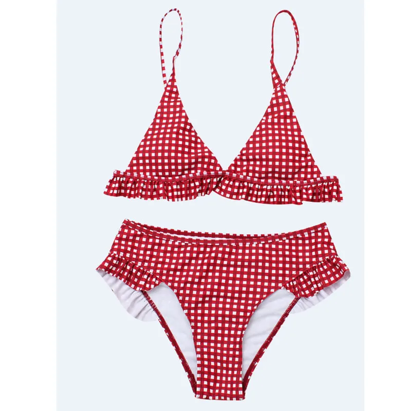 Комплект из 2 предметов Женский клетчатый комплект бикини пуш-ап бюстгальтер с