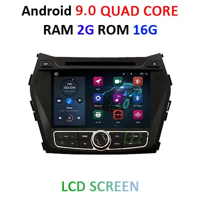 4G+ 64G 8 CORE 2 Din android 9,0 автомобильный dvd-плеер gps для hyundai IX45 Santa fe 2013 автомобильный радиоприемник Multiemdia obd2 dvr DAB ips DSP - Цвет: 2G 16G LCD