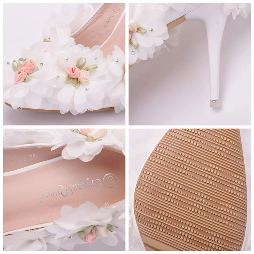 

Sexy Flowers Lace High heels shoes Female Fashion Pointed with Sandals Paillette of the Thin Stiletto Shoes Women Pumps