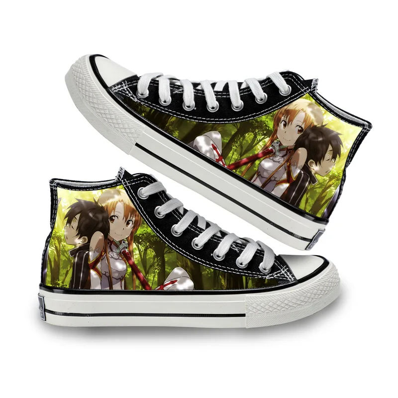

Unisex Anime Cartoon Sword Art Online SAO Casual Ankle Canvas Shoes Kirigaya Kazuto Kirito Flats Duck Shoes Sneakers
