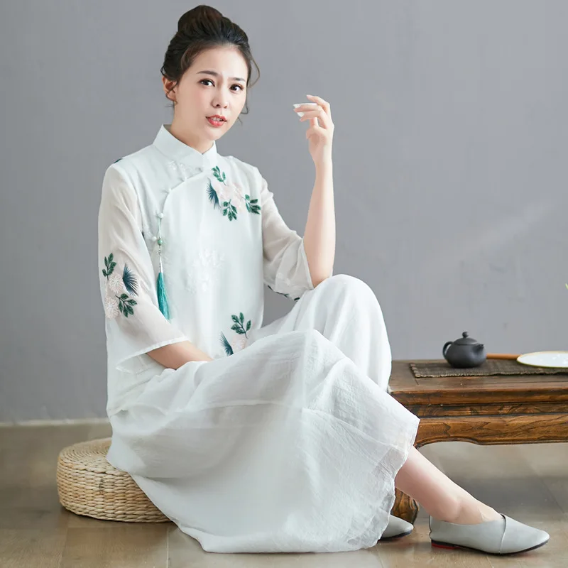 

Женский короткий топ в китайском стиле Qingshuzhai, свободный и удобный топ в китайском стиле для весны и лета, 2020